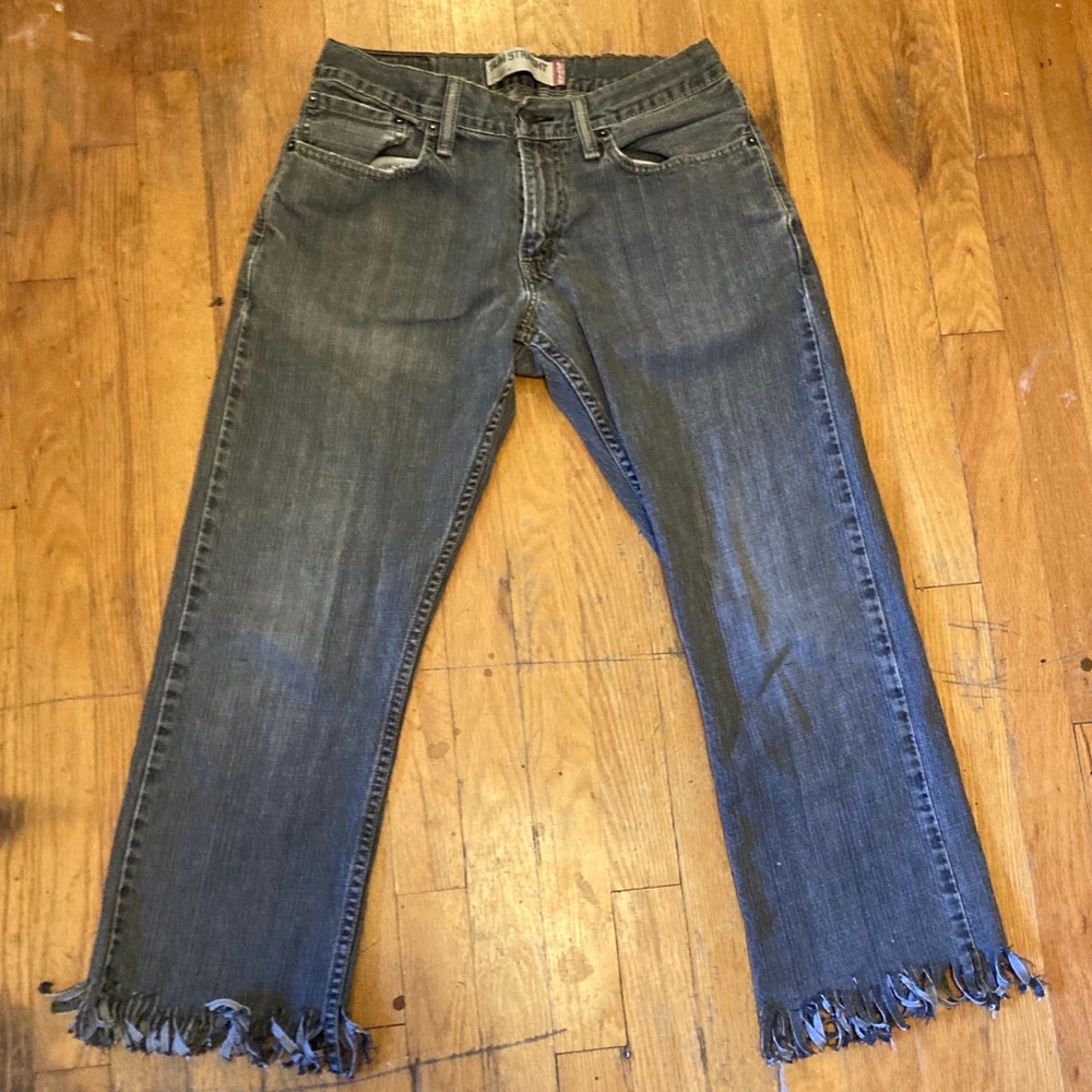 Dark Gray fringe Levi jeans